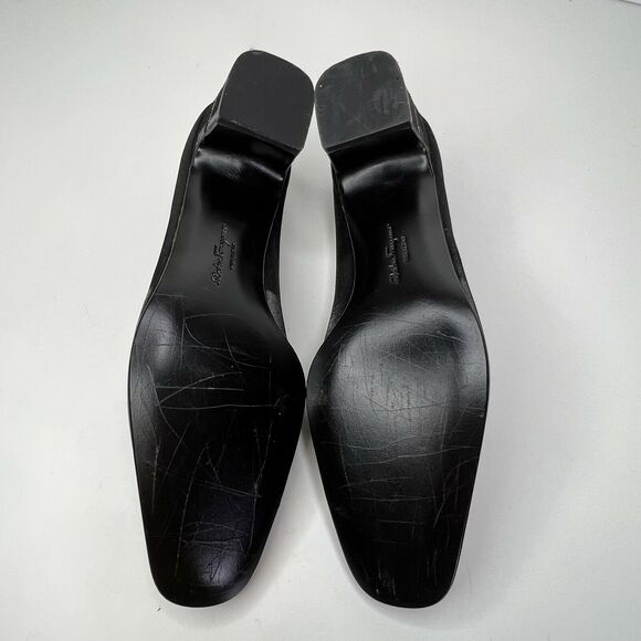 Salvatore Ferragamo Black Satin‎ Rhinestone Crystal Heels Size 6 B - Picture 6 of 10